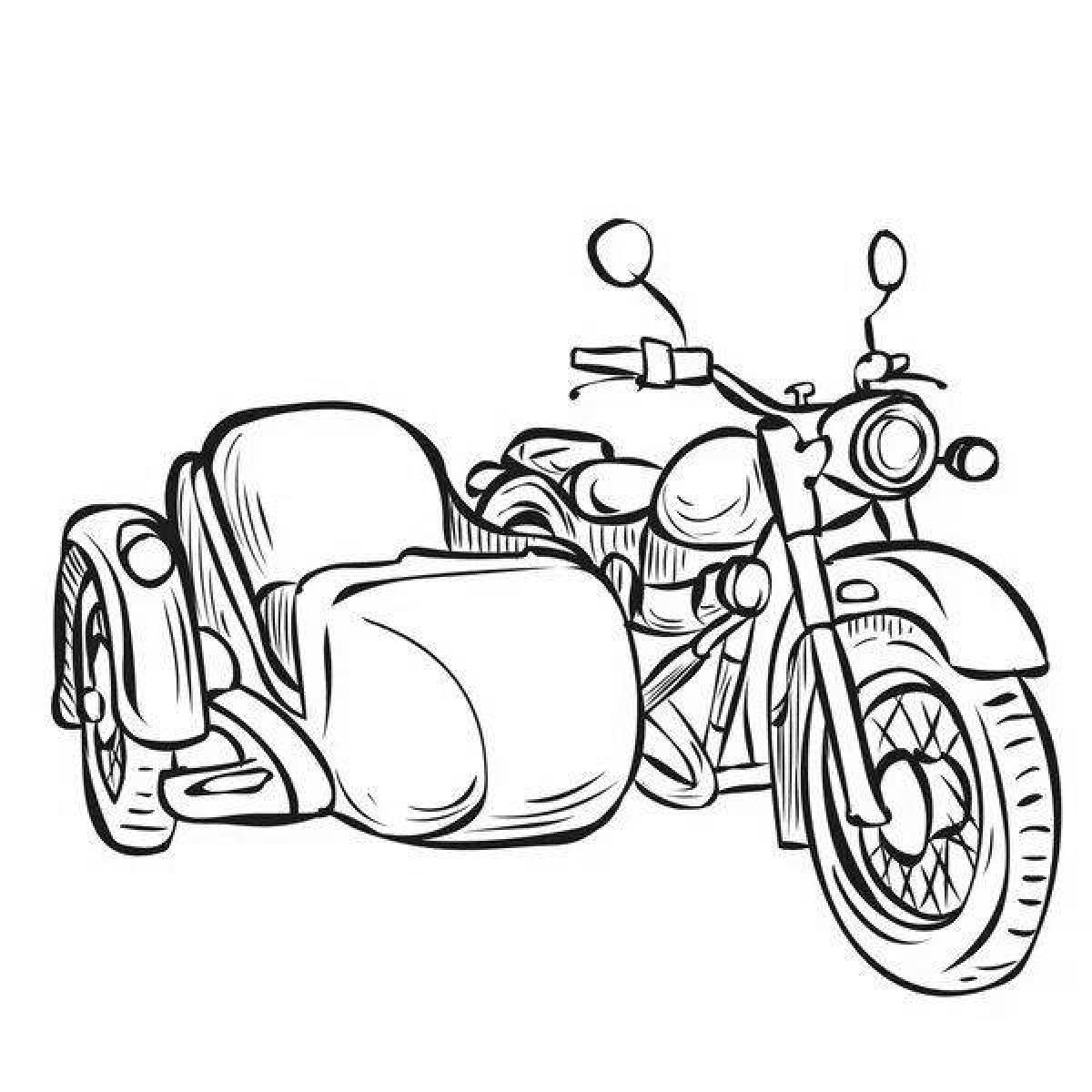 Раскраска мотоцикл с коляской