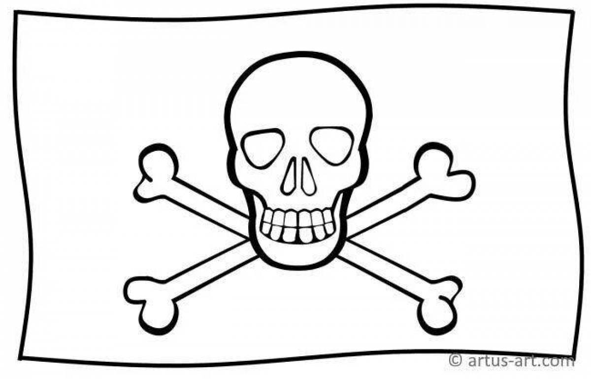 Раскраска пиратский флаг, пираты