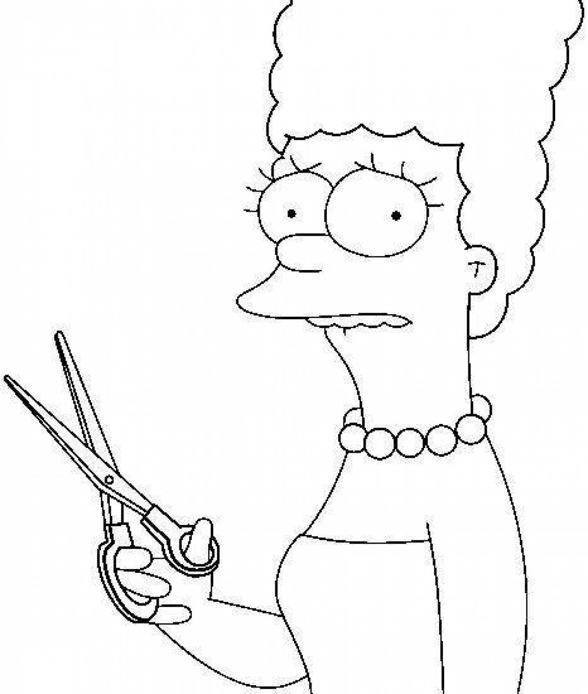 Marge simpson playful coloring page