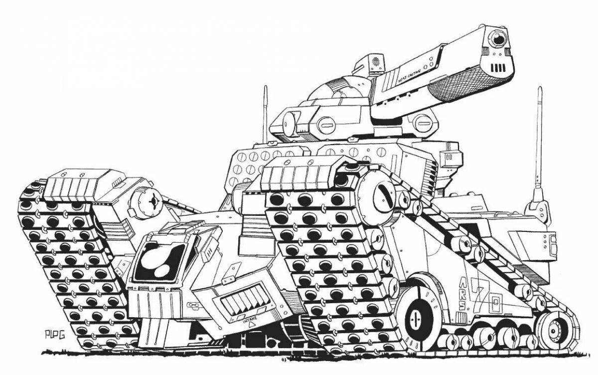 Fun monster tank coloring page