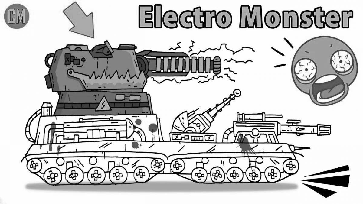 Exciting monster tank coloring page