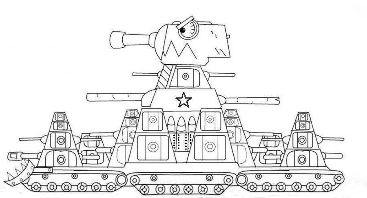 Creative monster tank coloring page
