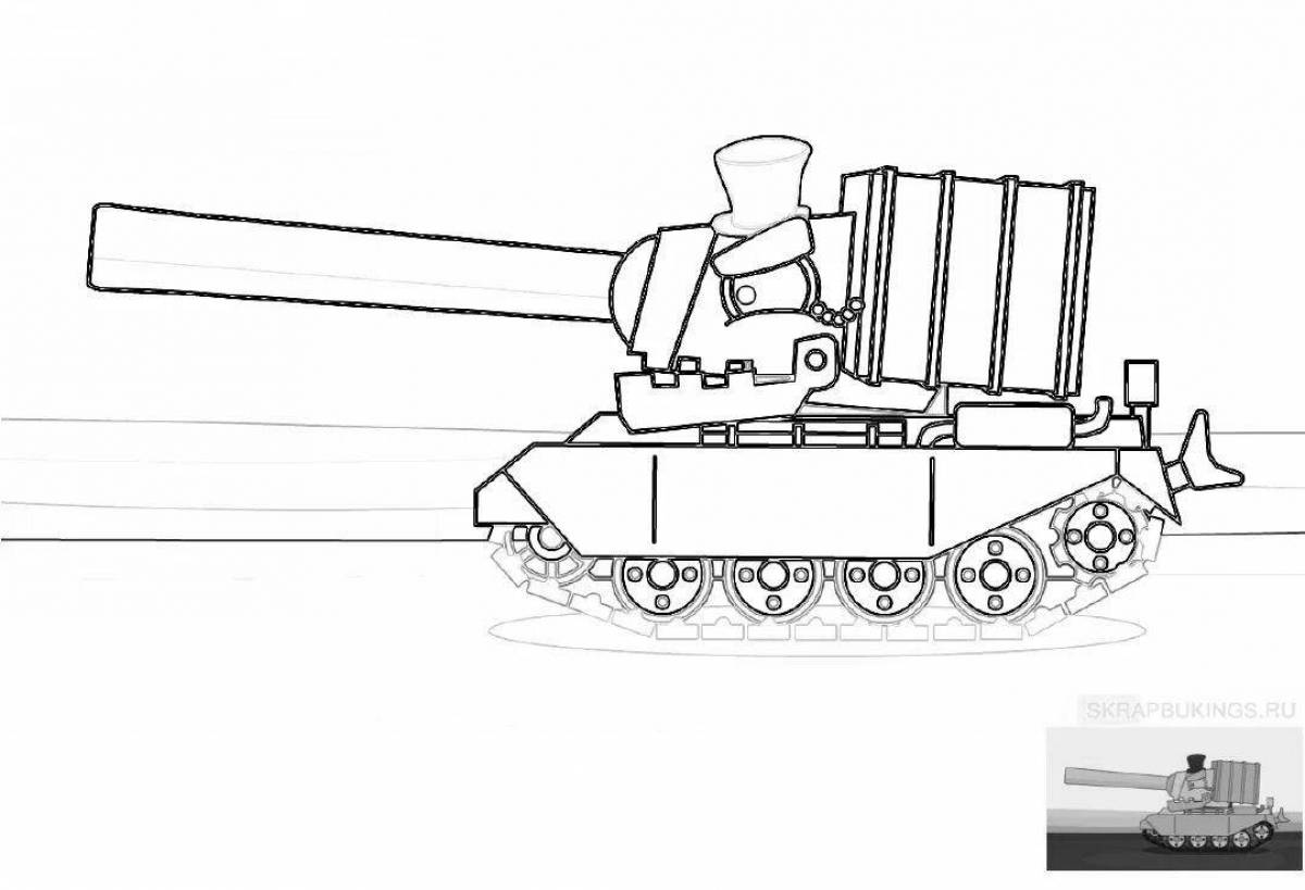 Detailed monster tank coloring page