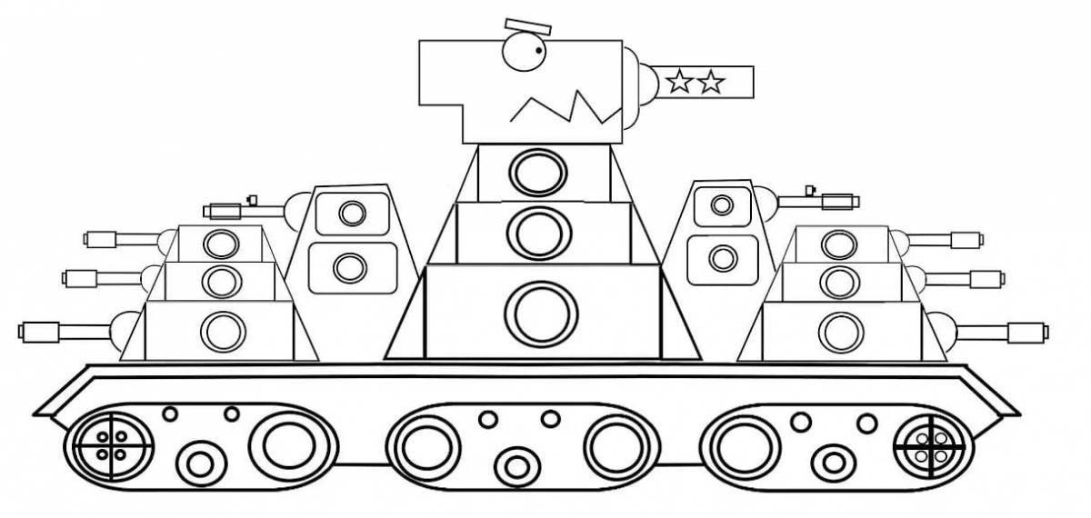 Color Filled Monster Tank Coloring Page