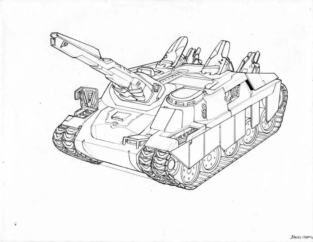 Color splash monster tank coloring page