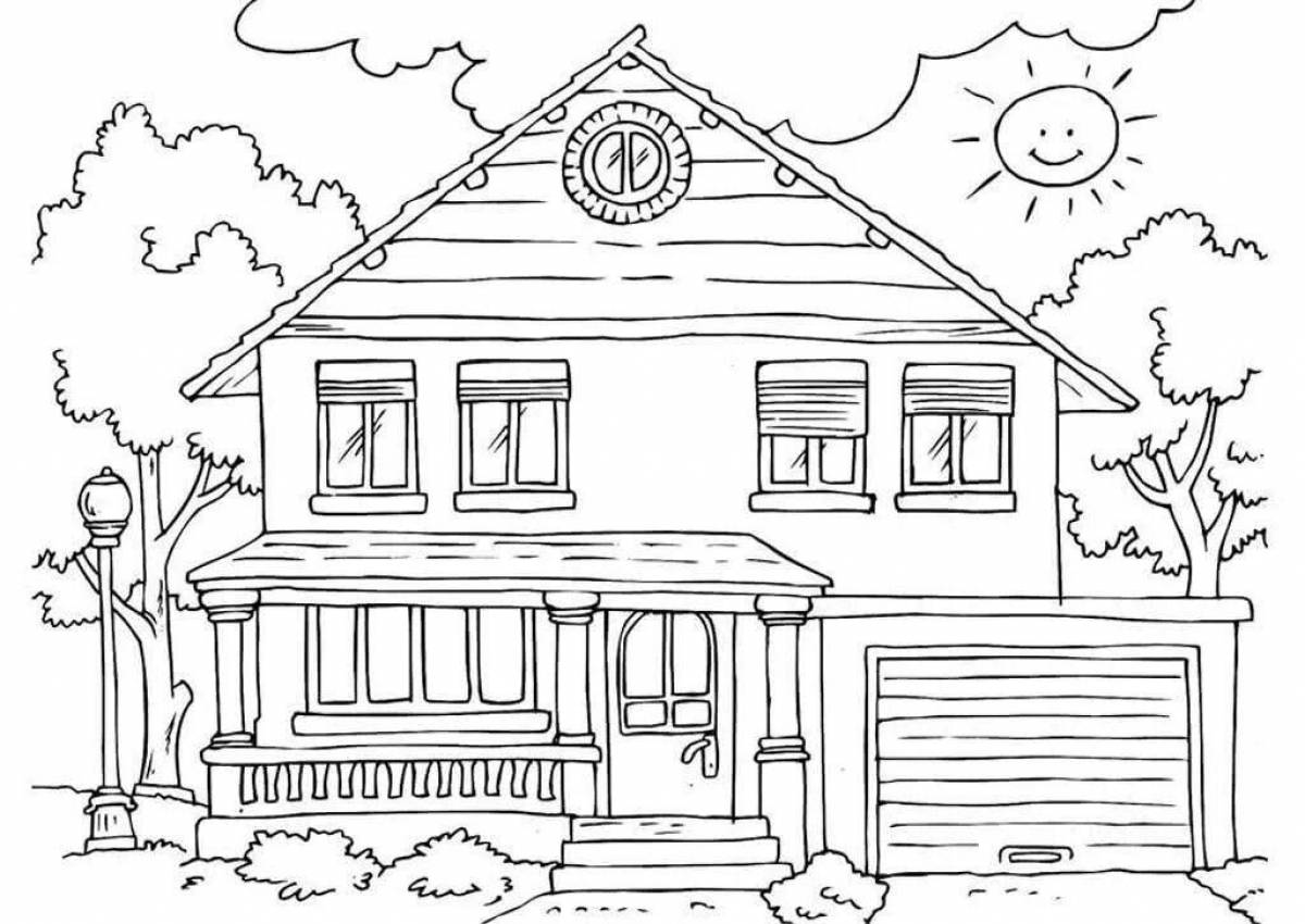 Colorful beautiful house coloring book