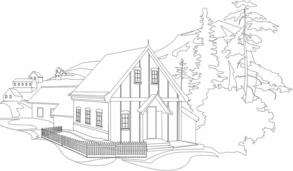 Coloring page charming beautiful house