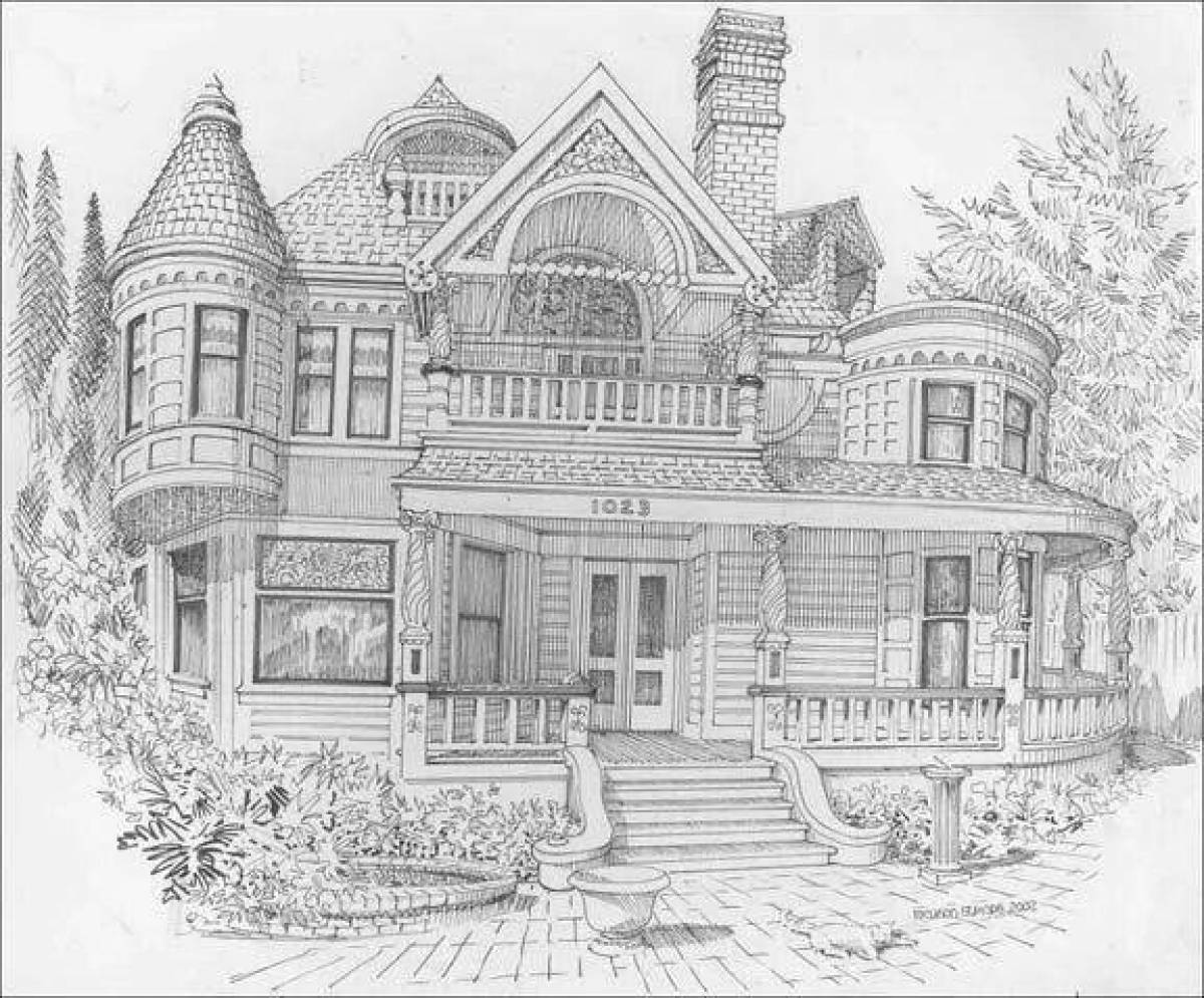 Coloring page nice beautiful house