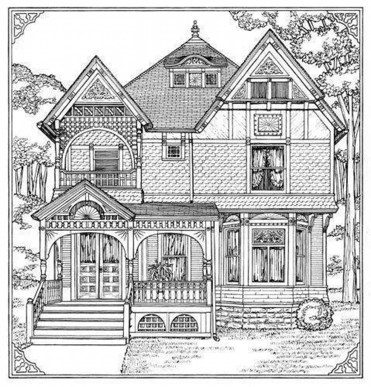 Cute beautiful house coloring book