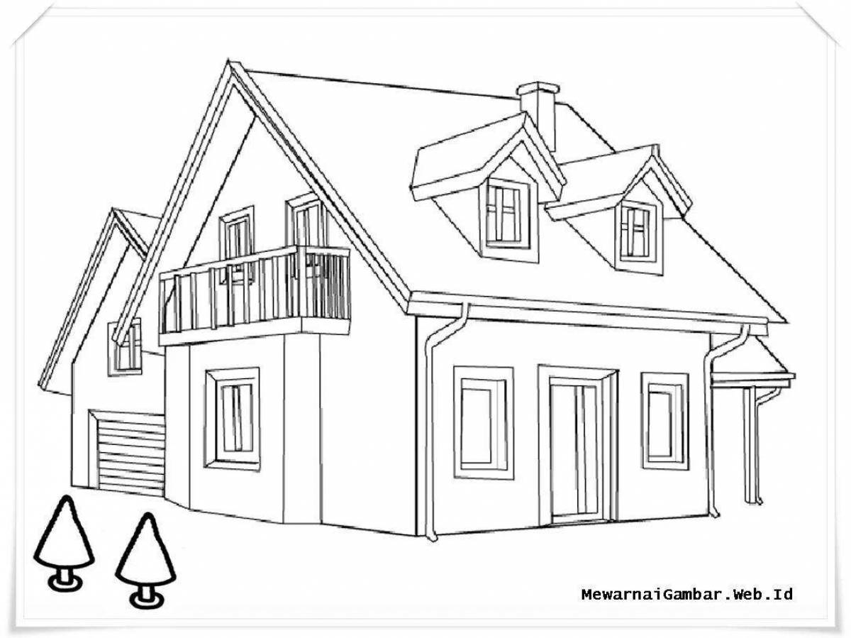 Coloring book shiny beautiful house