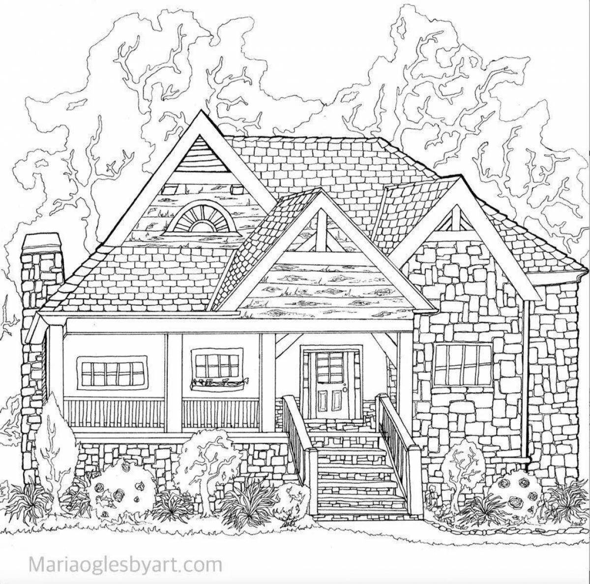 Coloring book flawless beautiful house