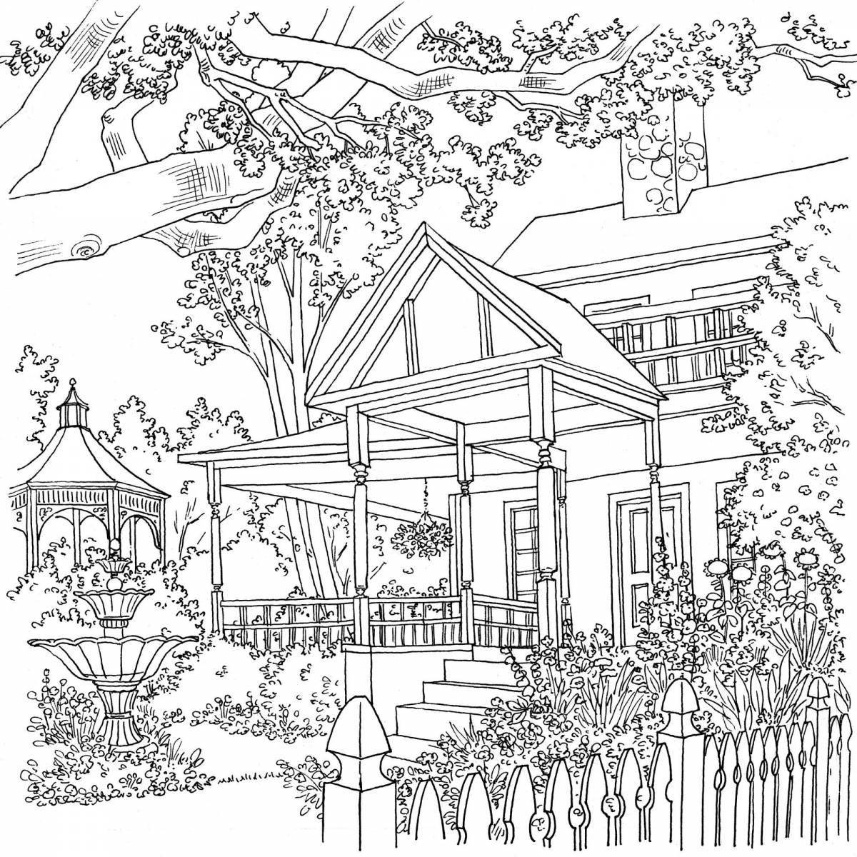 Coloring book exquisite beautiful house
