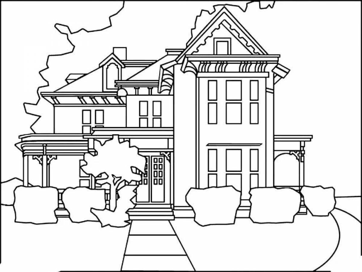 Coloring book luxury beautiful house