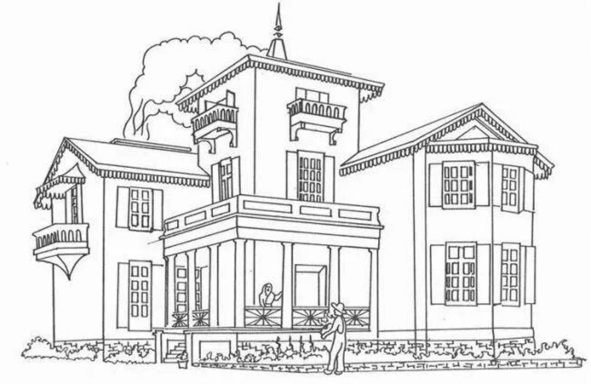 Coloring book grandiose beautiful house