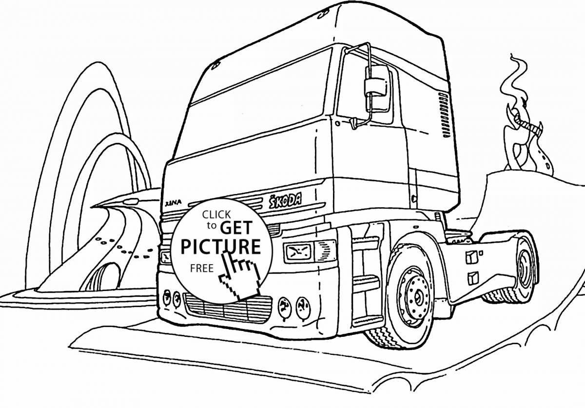 Фото Красочная страница раскраски грузовиков