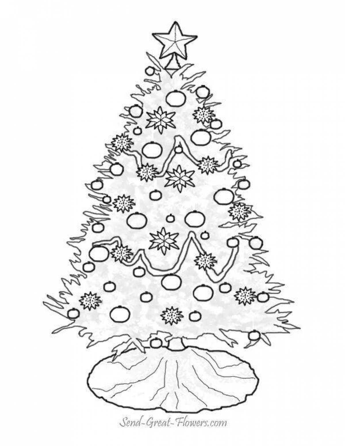 Раскраска яркая рождественская елка