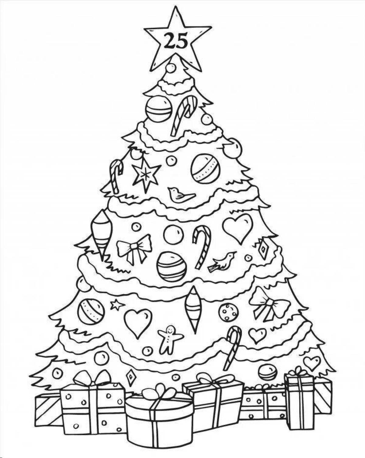 Sparkling Christmas tree coloring page