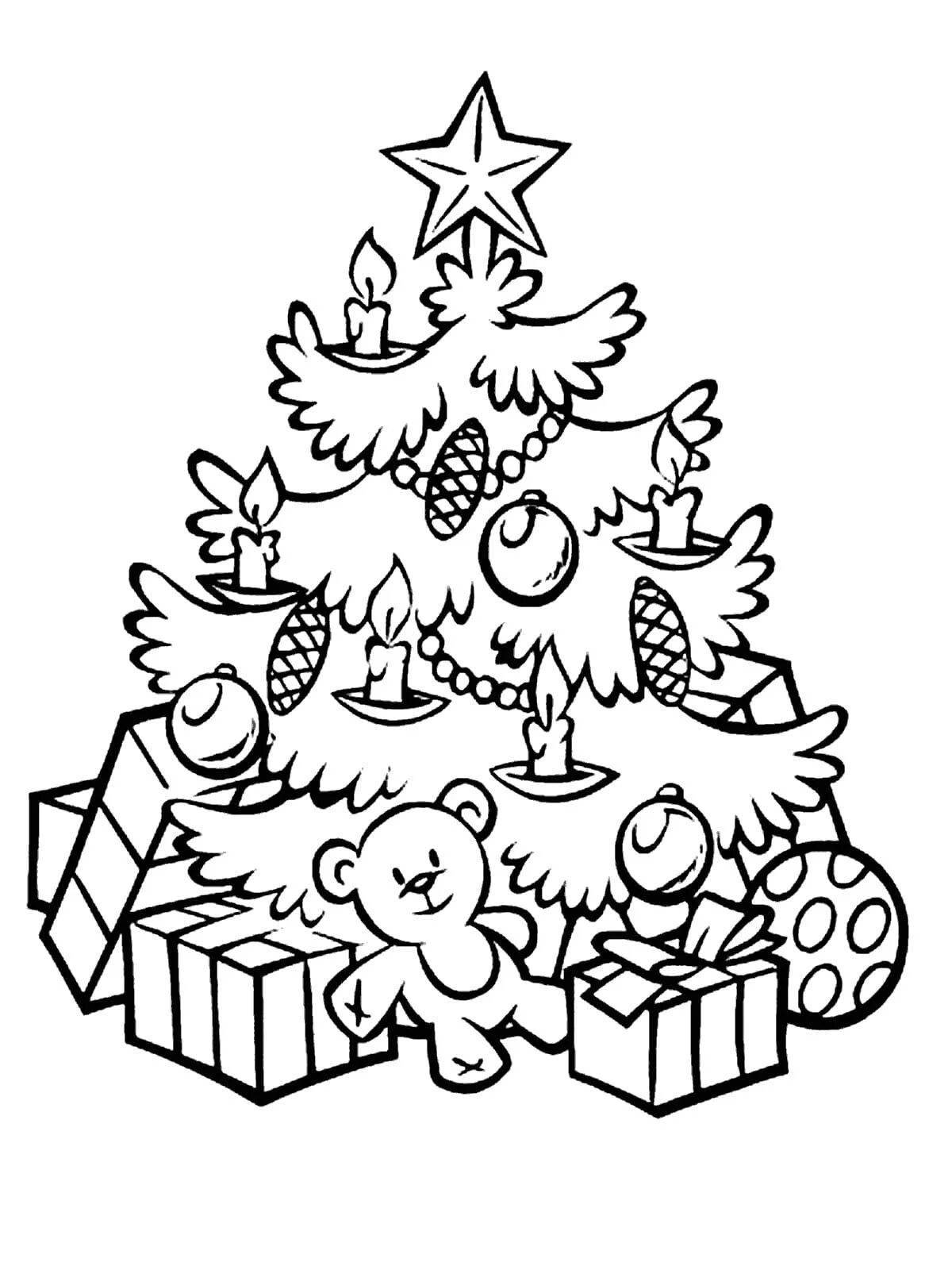 Glowing Christmas tree coloring page