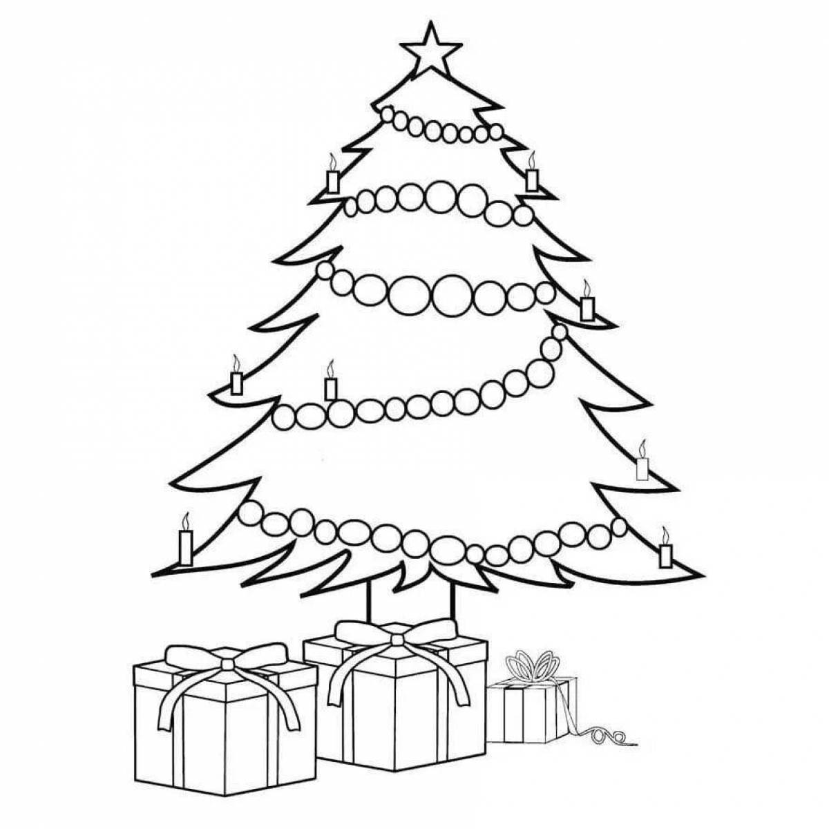 Blooming Christmas tree coloring page