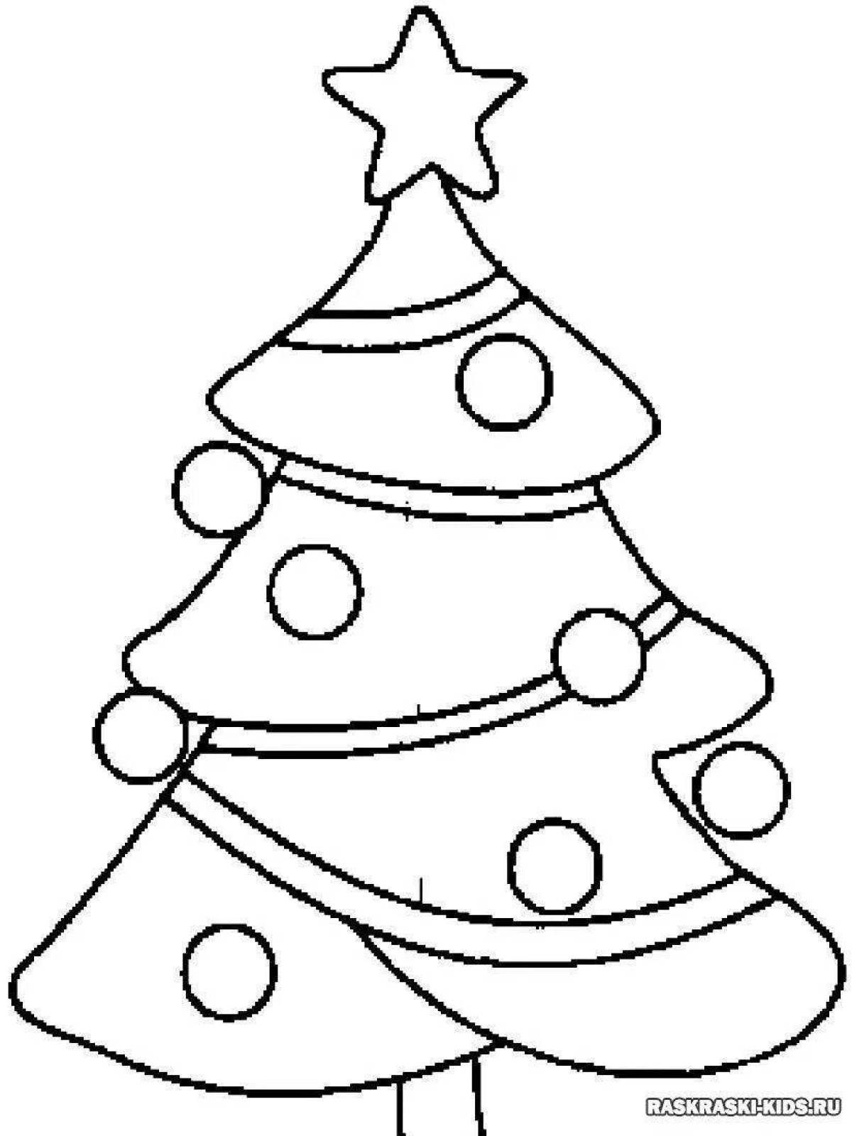 Ярко раскрашенная страница раскраски рождественской елки