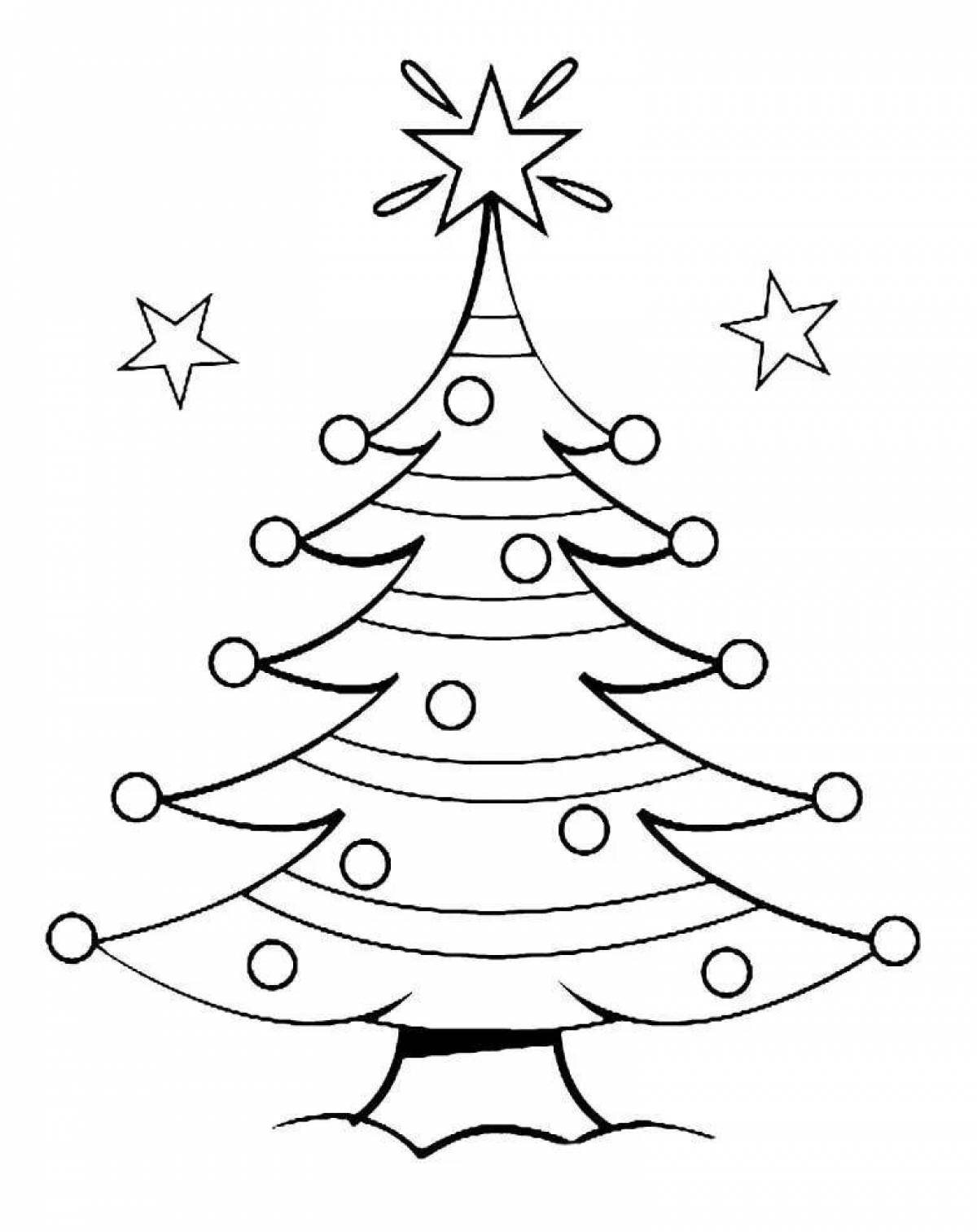 A beautifully colored Christmas tree coloring page