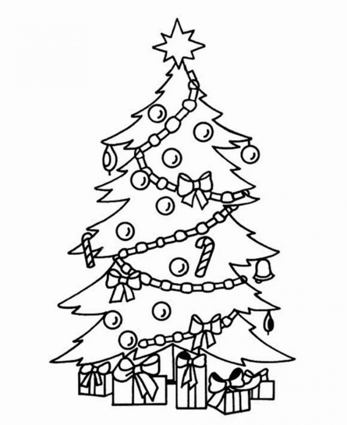 Colorfully decorated Christmas tree coloring book