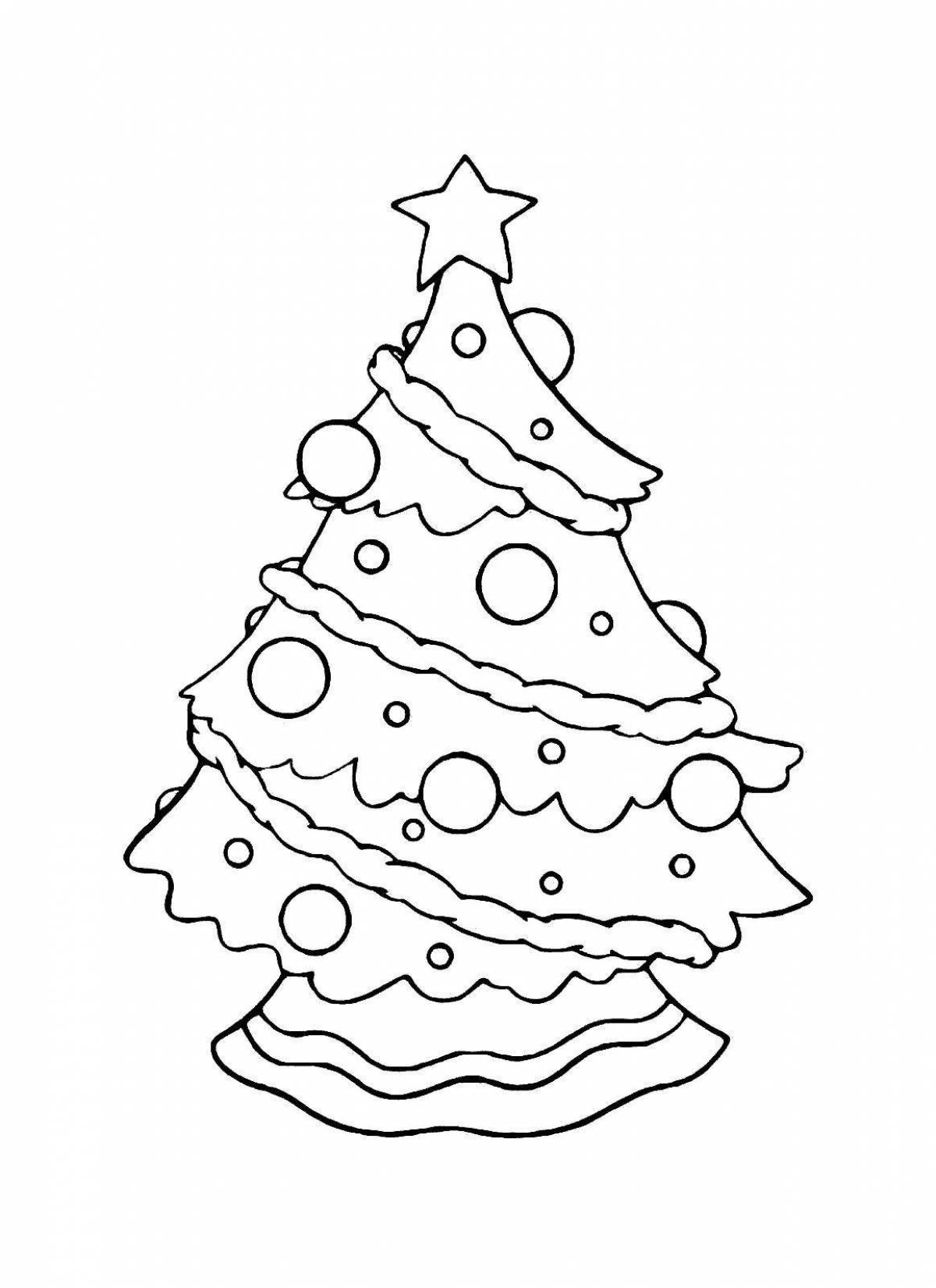 Intricately decorated Christmas tree coloring book