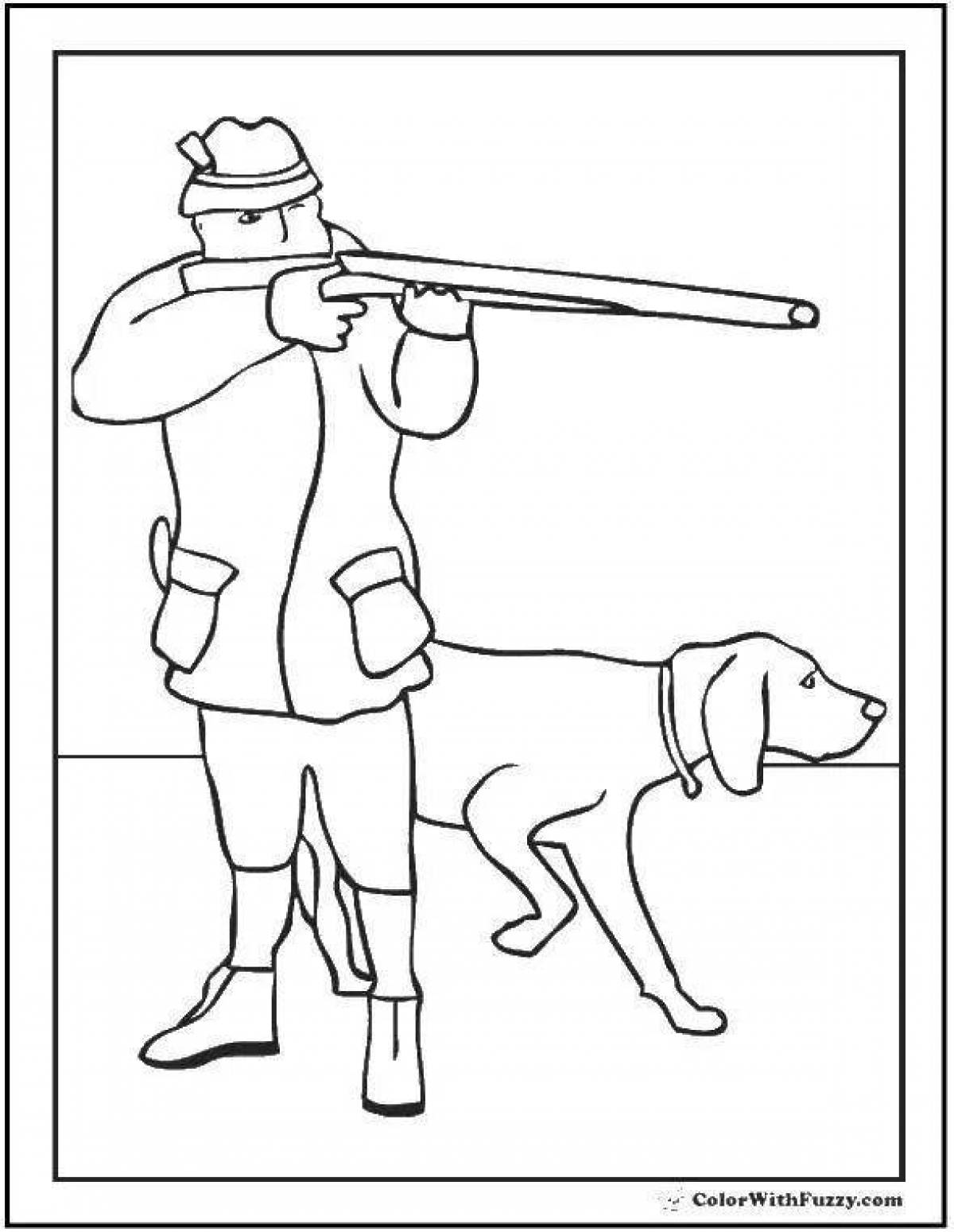 Coloring book inquisitive hunting dog