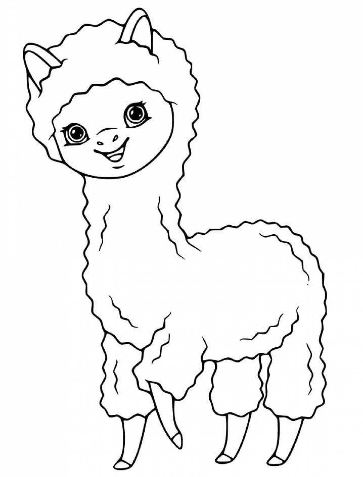 Joyful cute llama coloring book