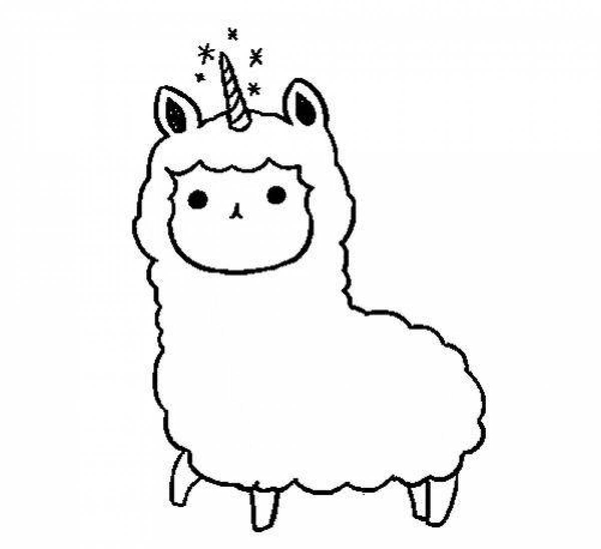 Coloring book naughty cute llama