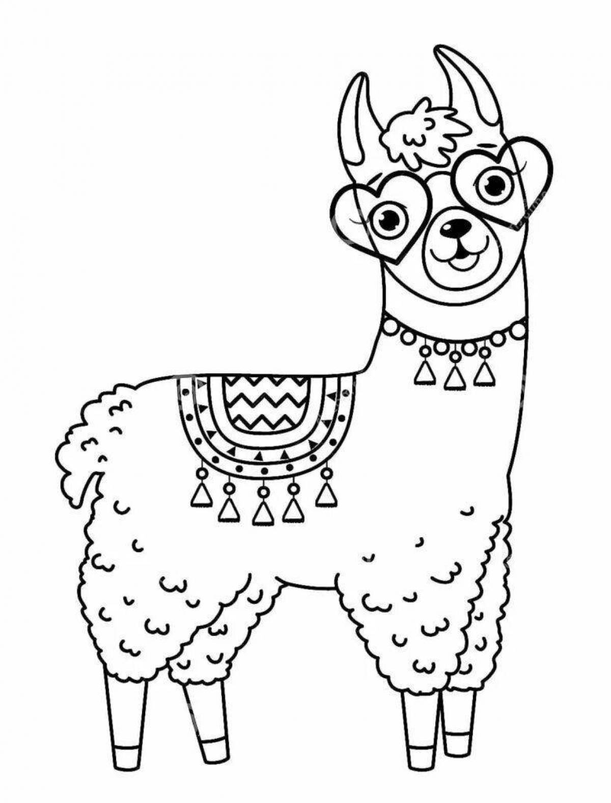 Bright cute llama coloring book