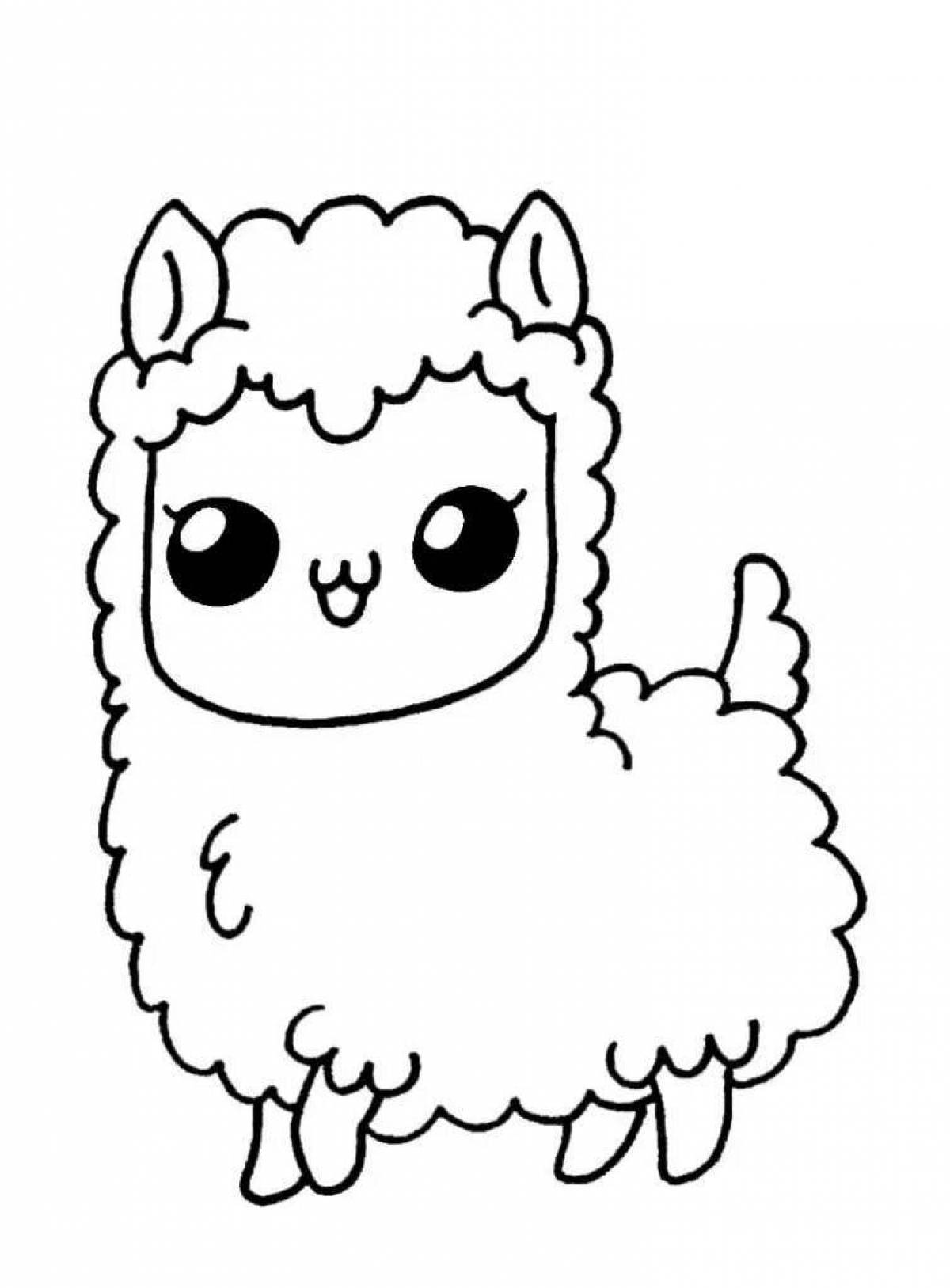 Coloring book sparkling cute llama