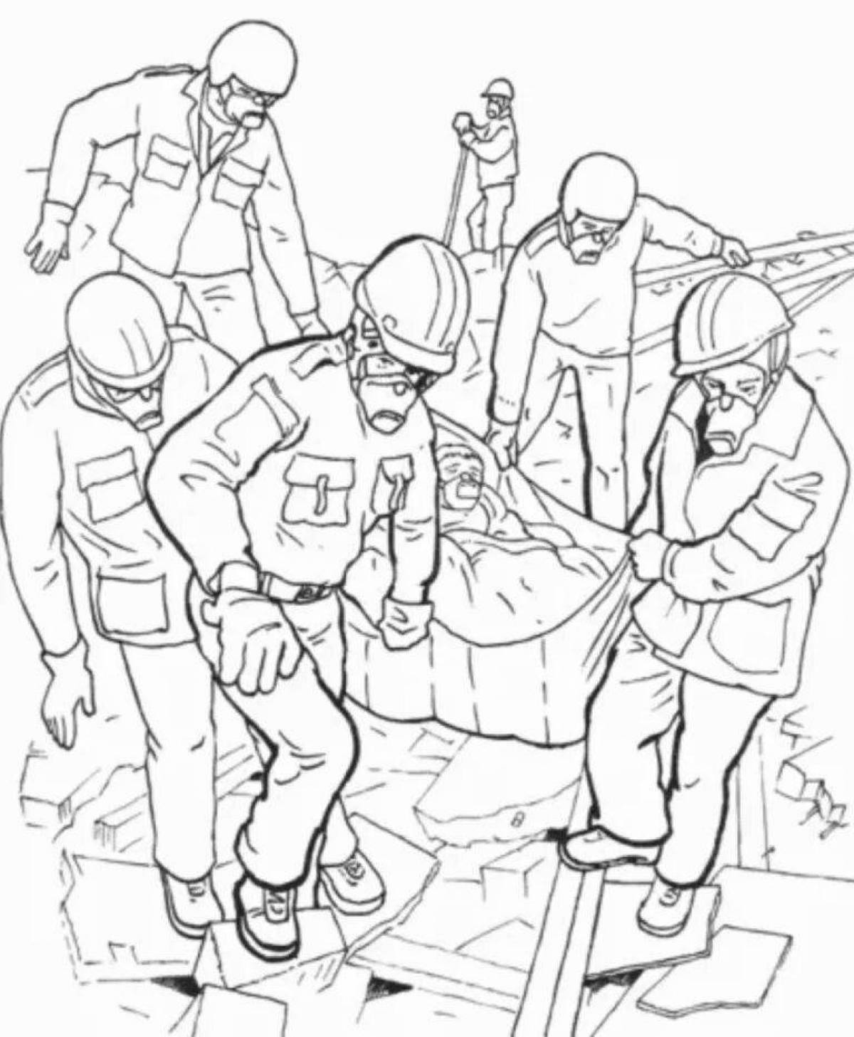 Coloring page joyful rescuers