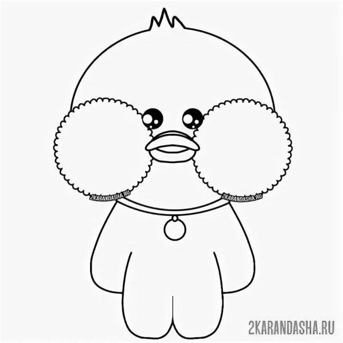 Crazy fanfan duck coloring page