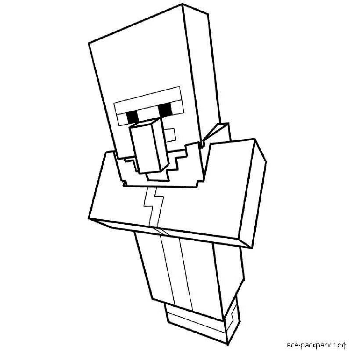 Funny minecraft hero coloring page