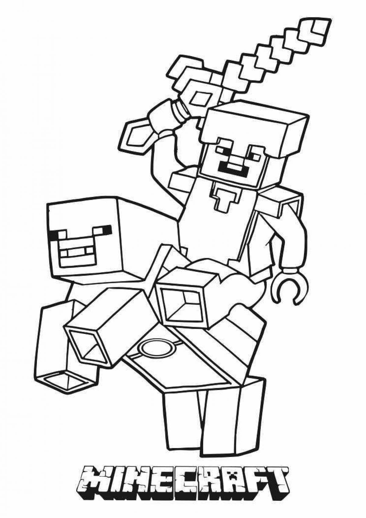 Minecraft awesome heroes coloring page