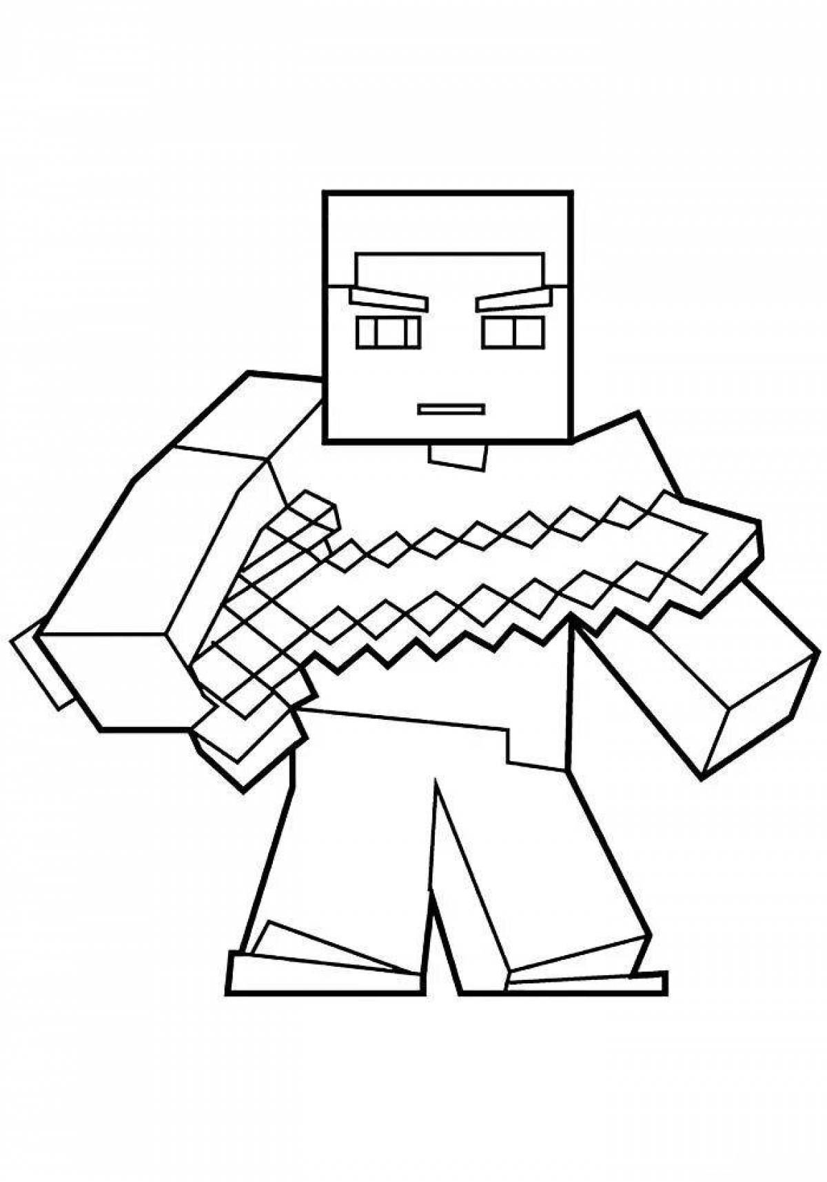 Adorable minecraft heroes coloring page