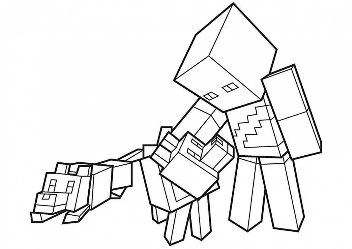 Zany minecraft heroes coloring page