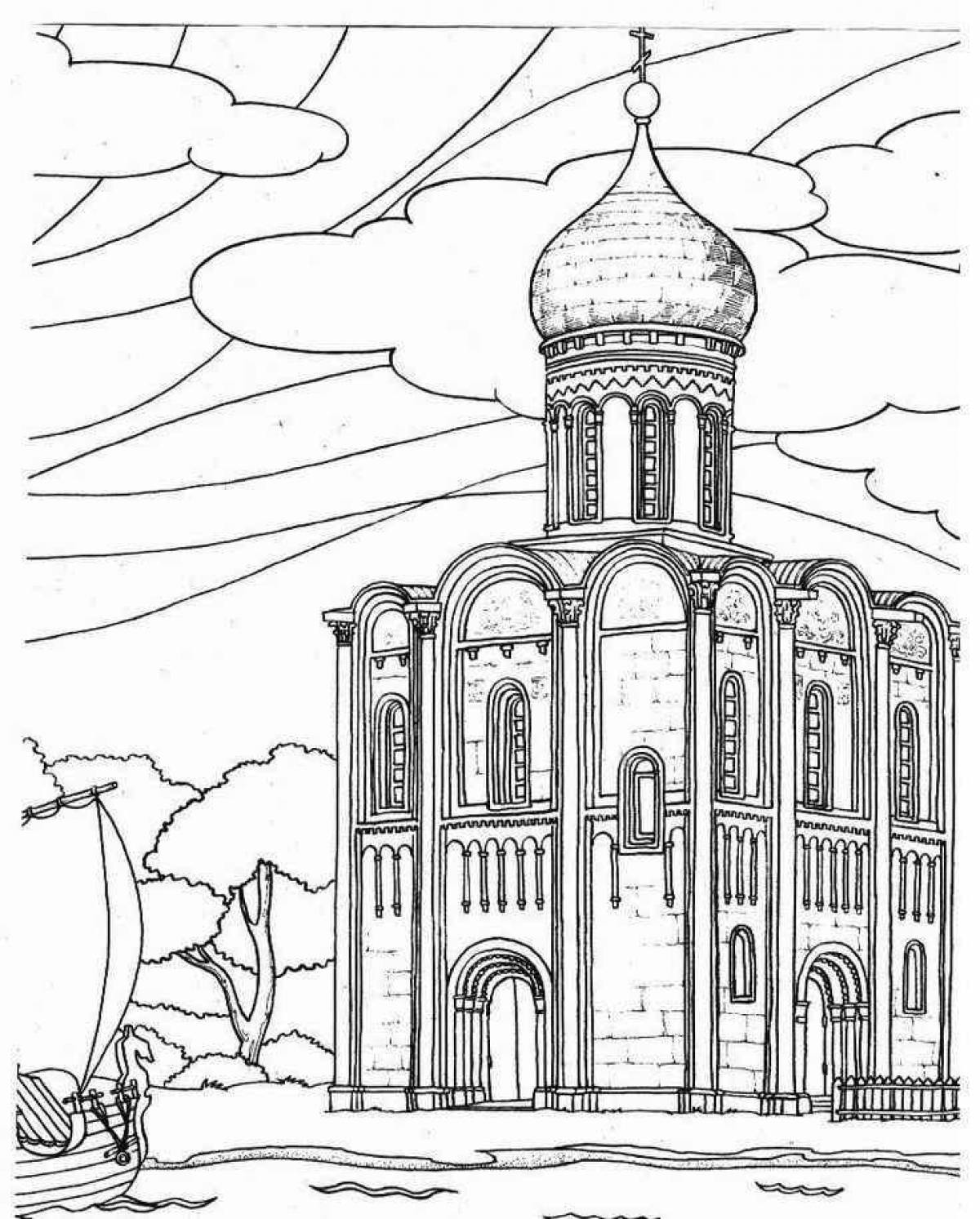 Drawing of a large church