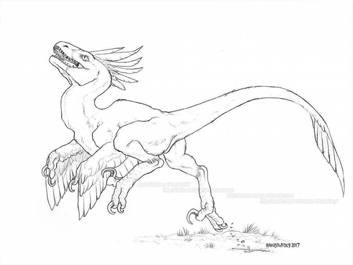 Funny fluffy raptor coloring book