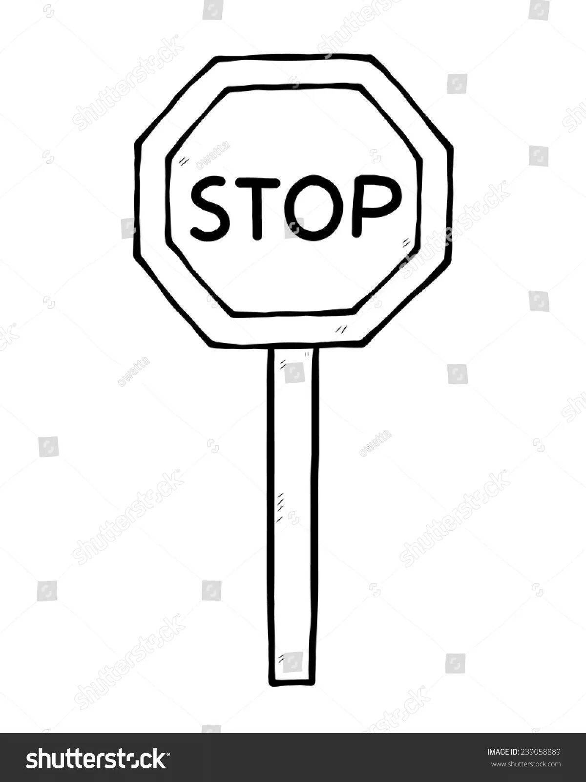 Coloring book bold stop sign