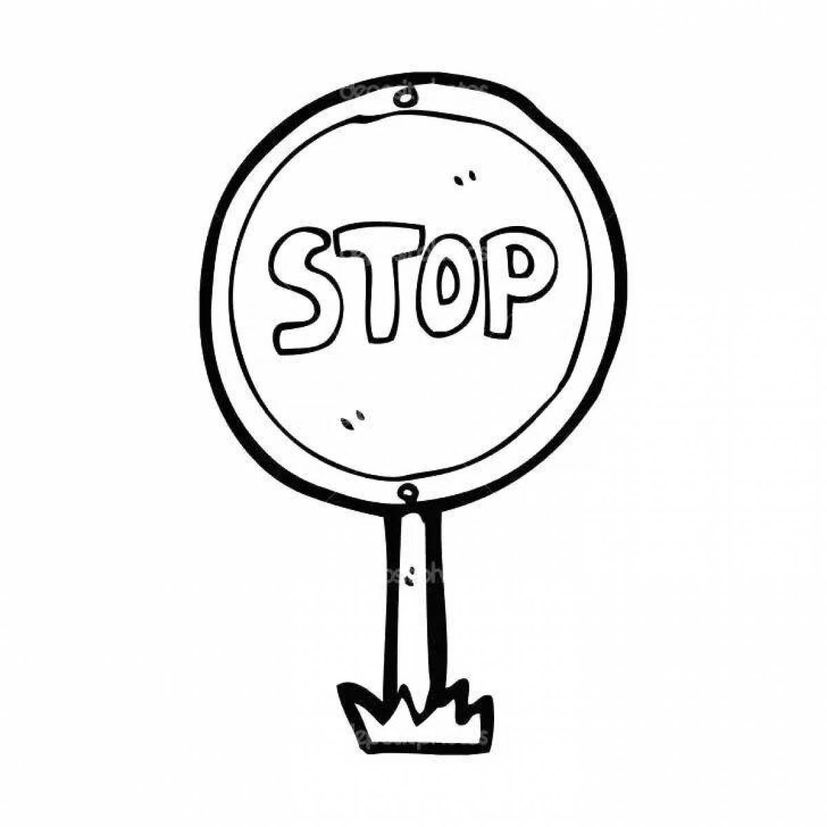 Adorable stop coloring page