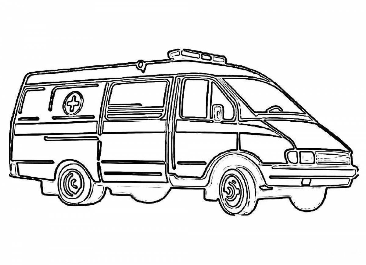 Colorful police bus coloring page