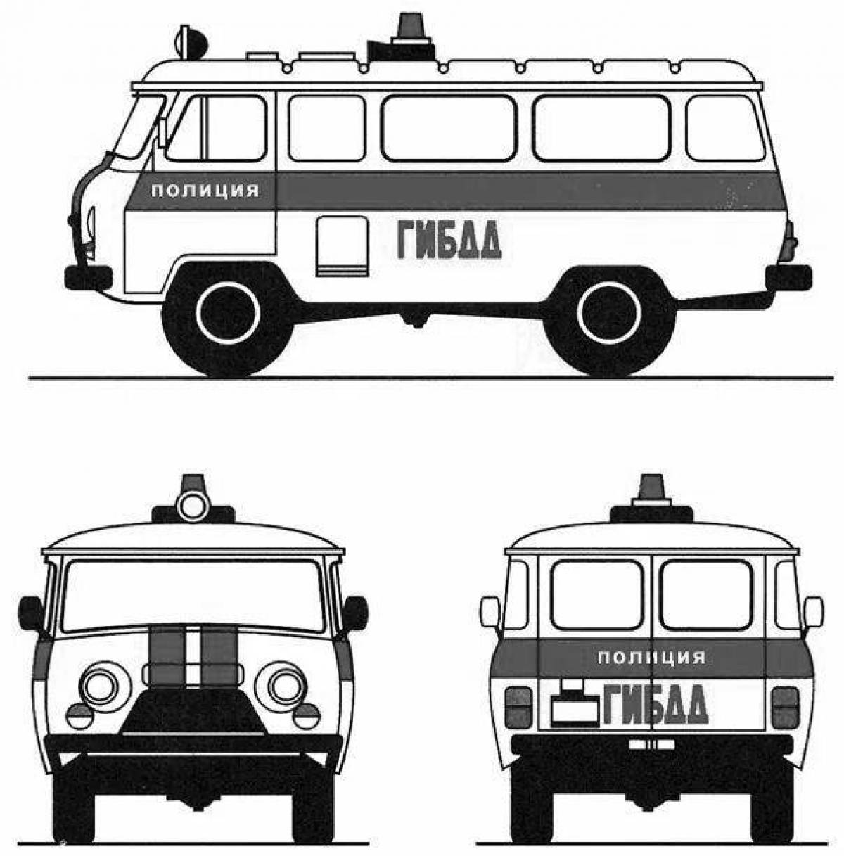 Gorgeous police bus coloring page