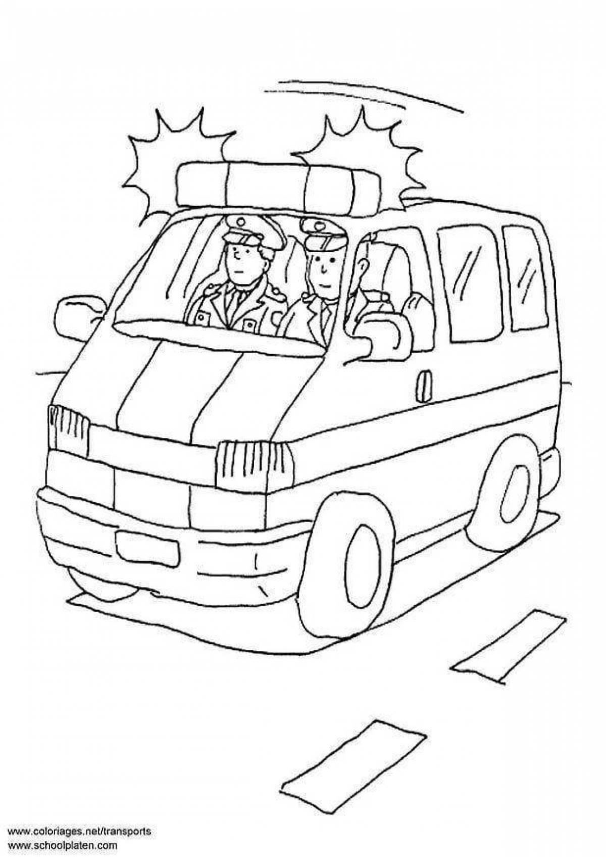 Coloring page wonderful police bus
