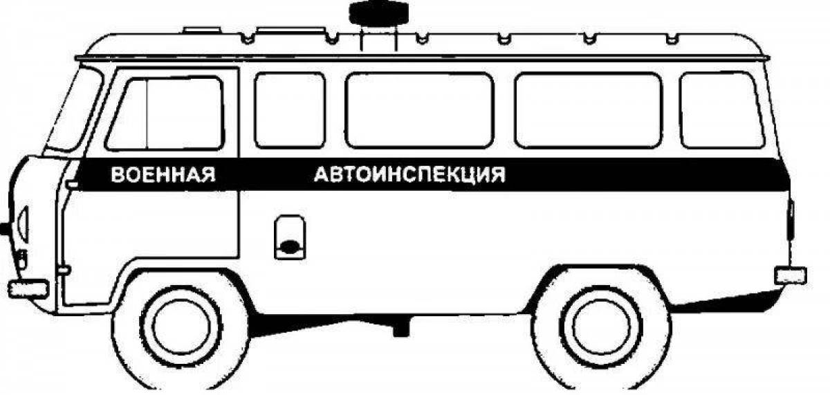 Cute police bus coloring page
