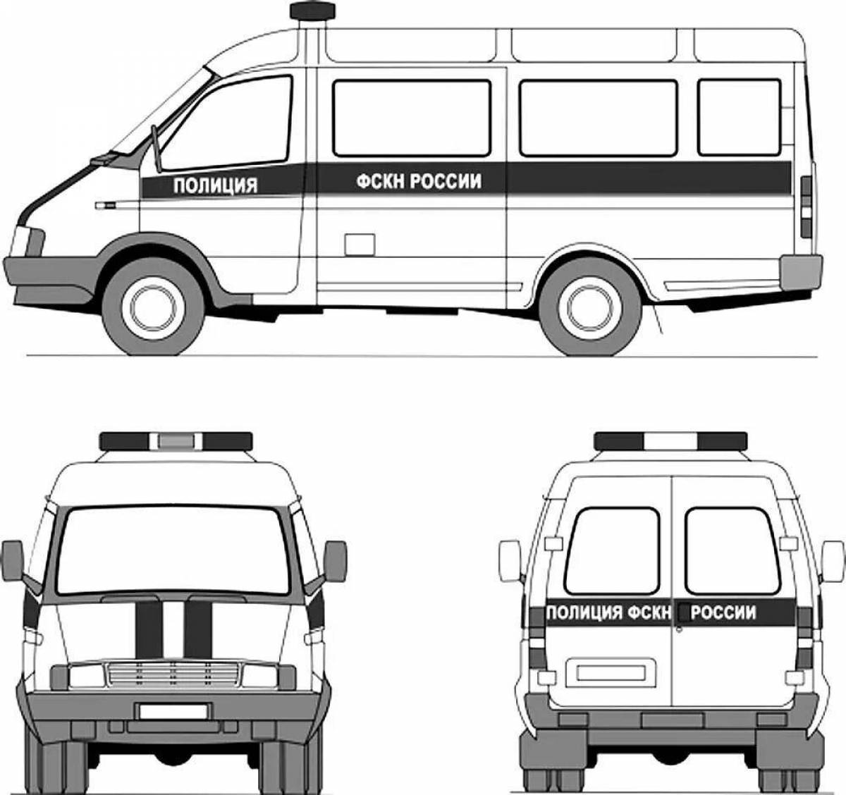 Adorable police bus coloring page