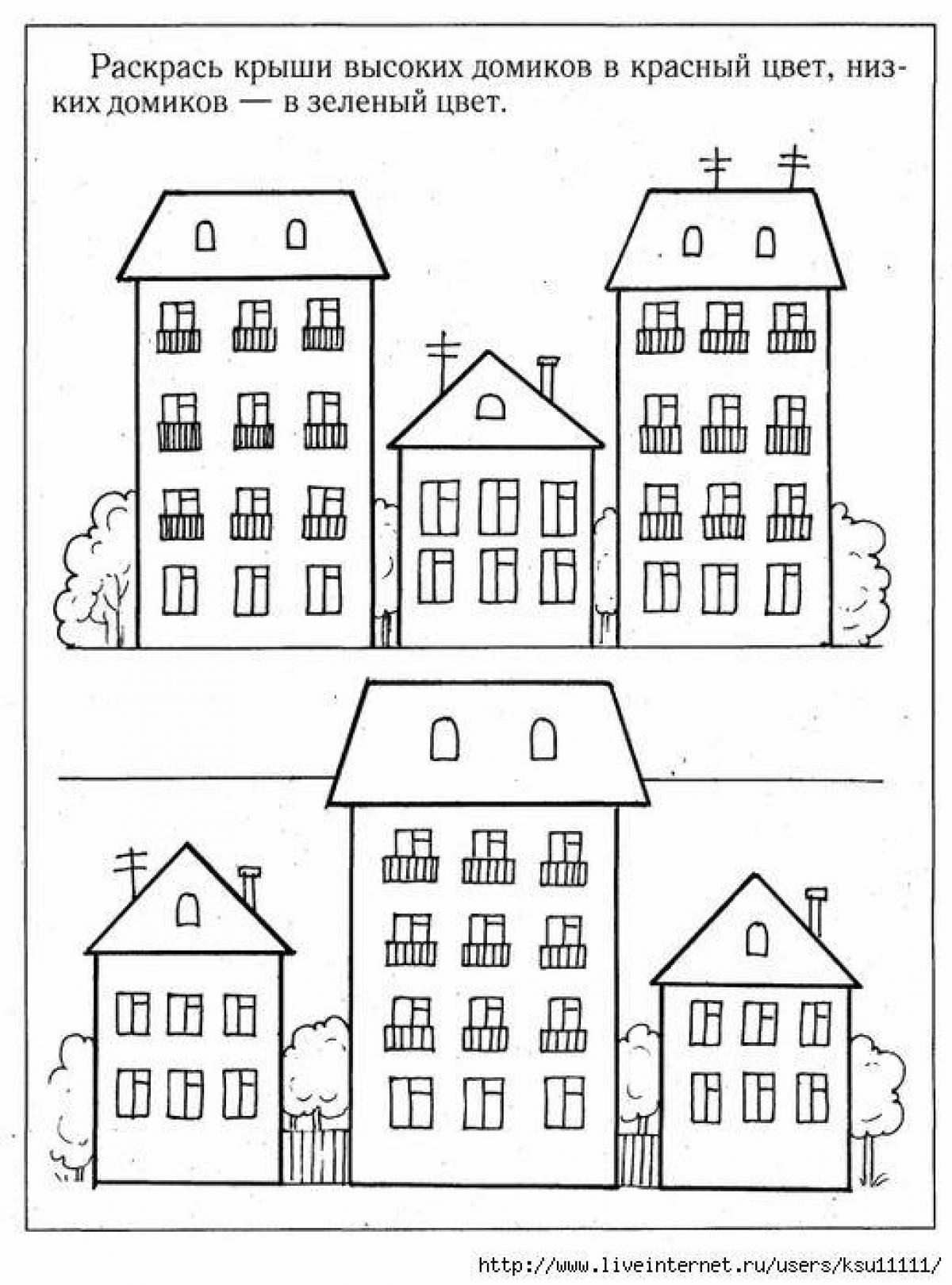Detailed low high coloring page