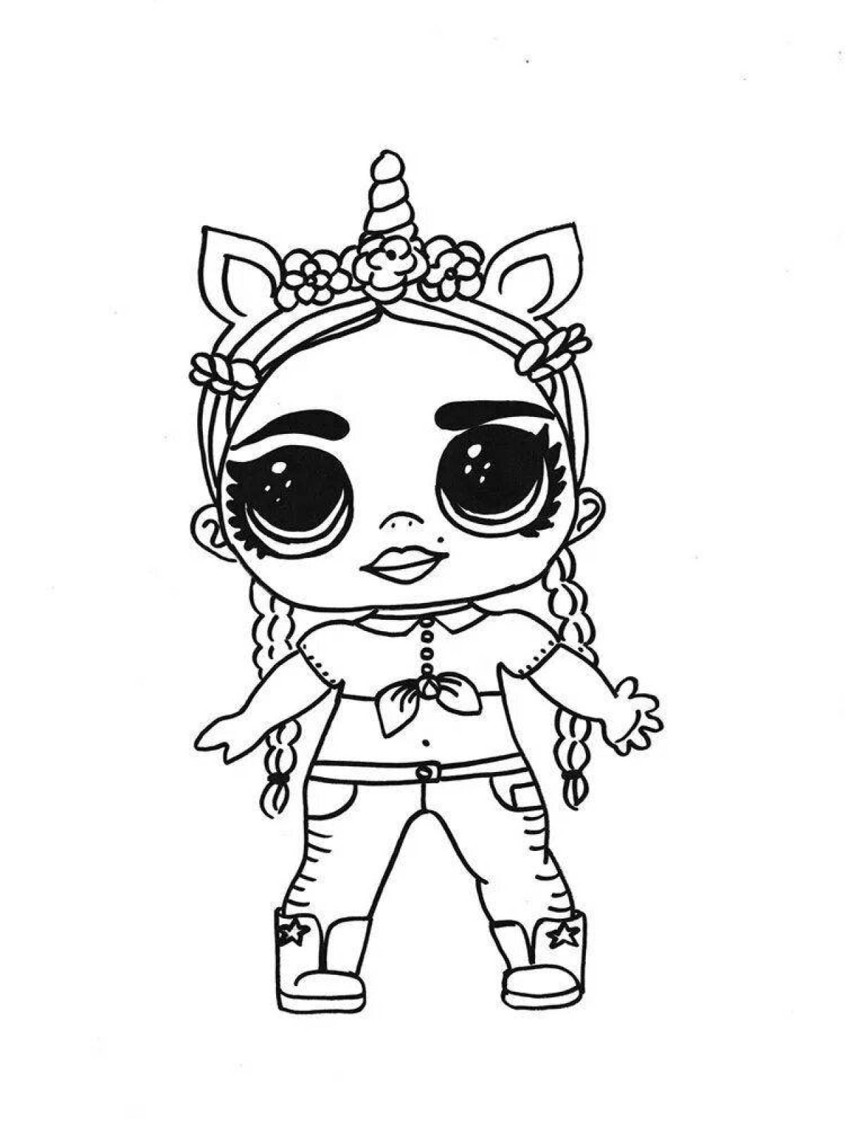 Radiant coloring page unicorn doll