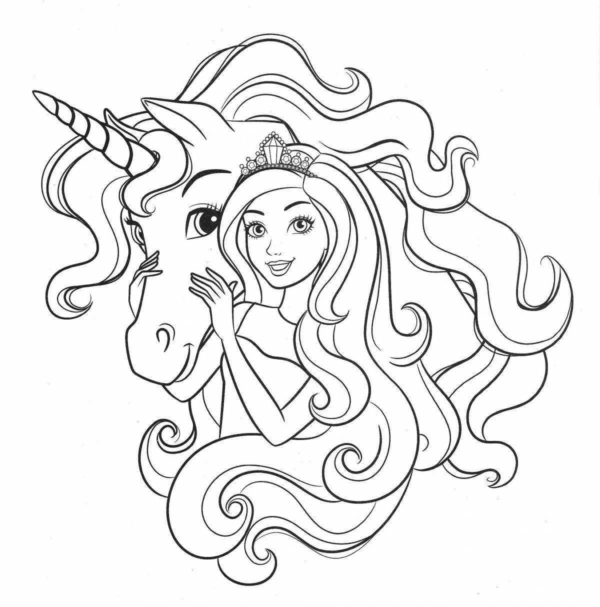 Playful coloring unicorn doll